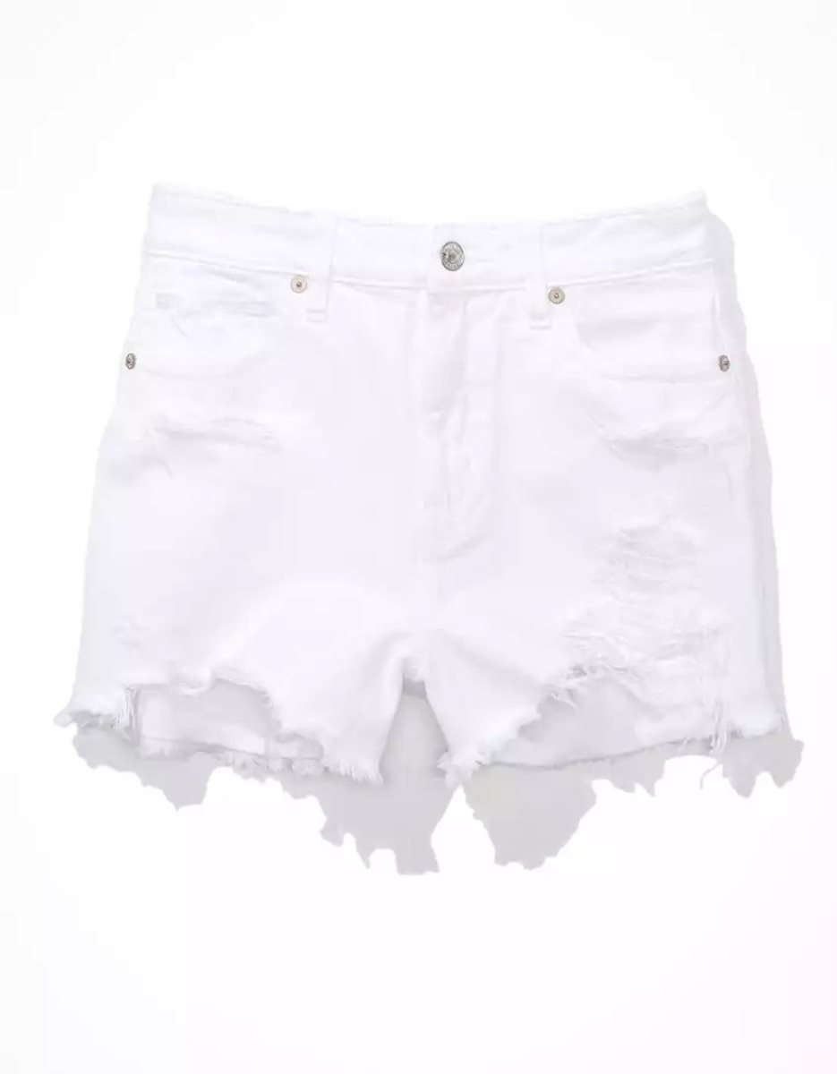 Shorts American Eagle AE Denim Mom Blanche Femme | DAK-31491203